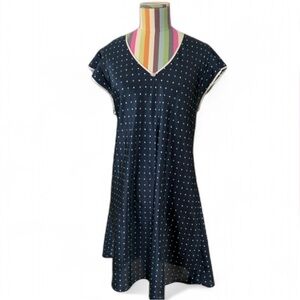 Nine & Company Polka Dot Satin Slip Dress Contrast Trim